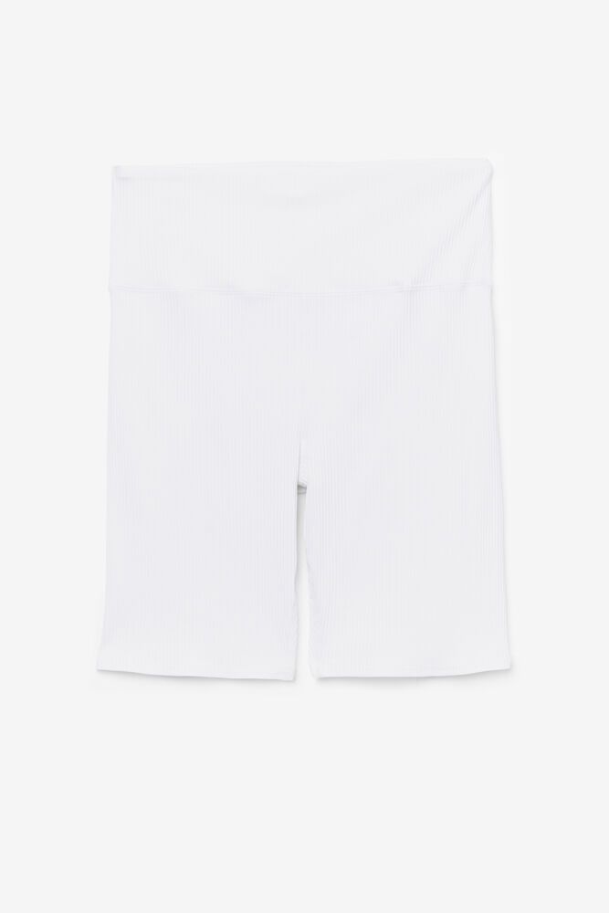 Fila Shorts Womens White Ribbed Essentials | Cam High Rise Bike - Ireland 31769-FVWT